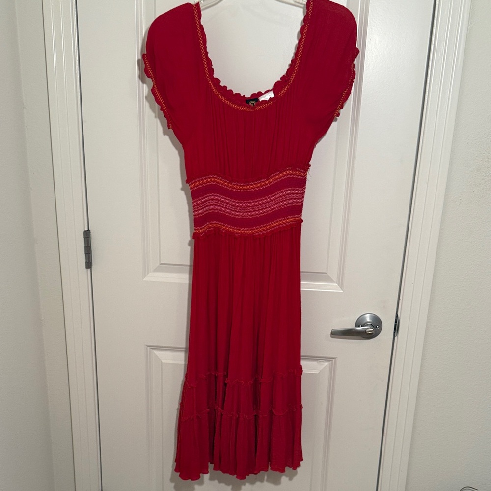 Crepe, Tiered, Red Dress, size small